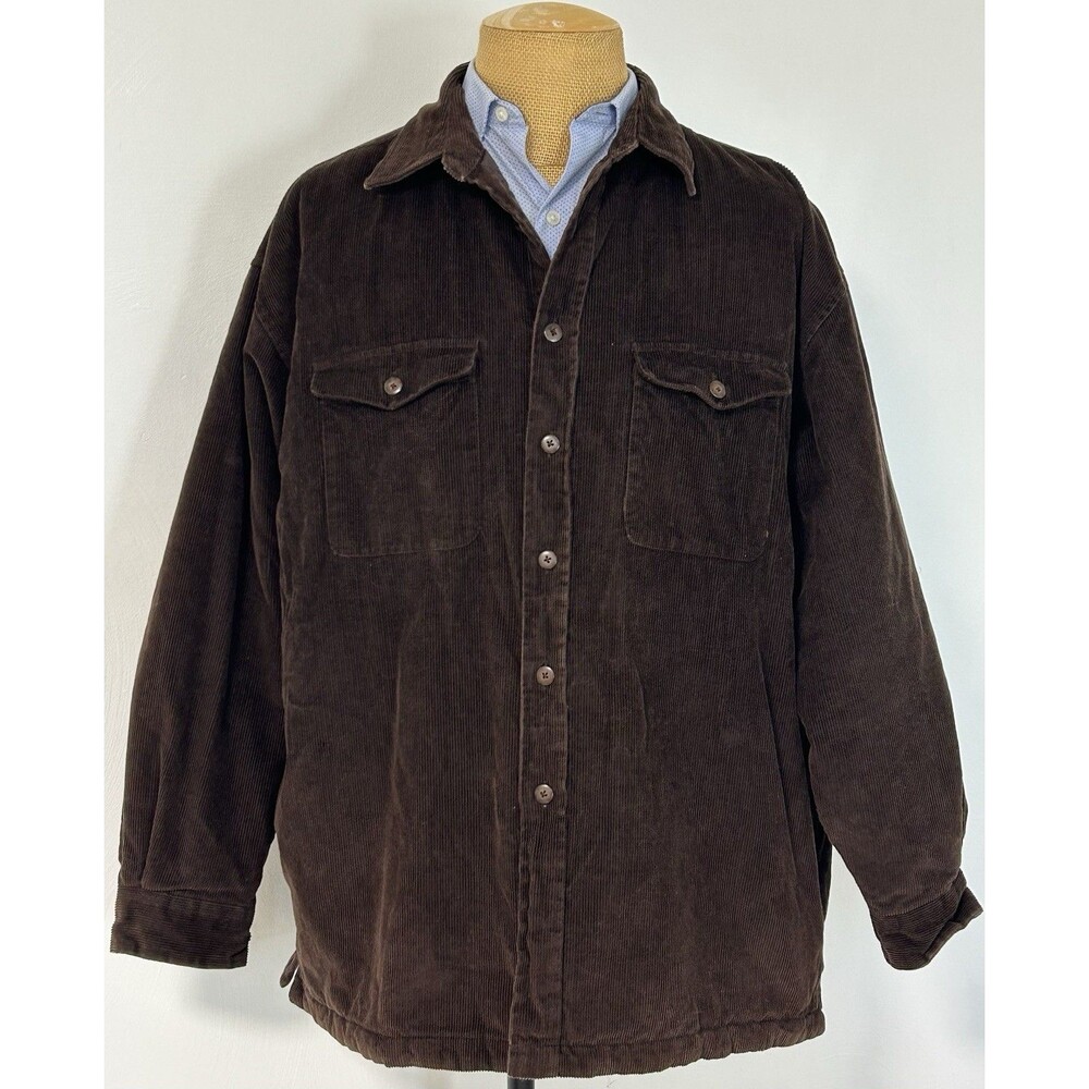 Vintage Sun River Jacket Corduroy Quilted Insulated Mens X-Large Brown Pockets